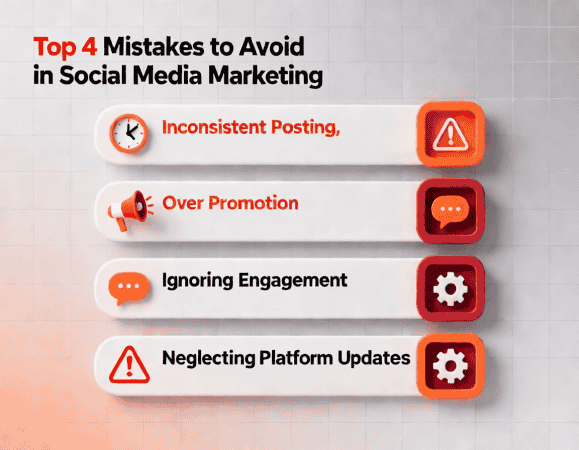 Infographic listing top challenges for social media marketing in Nepal: data reliability, limited resources, and urban-rural digital divide