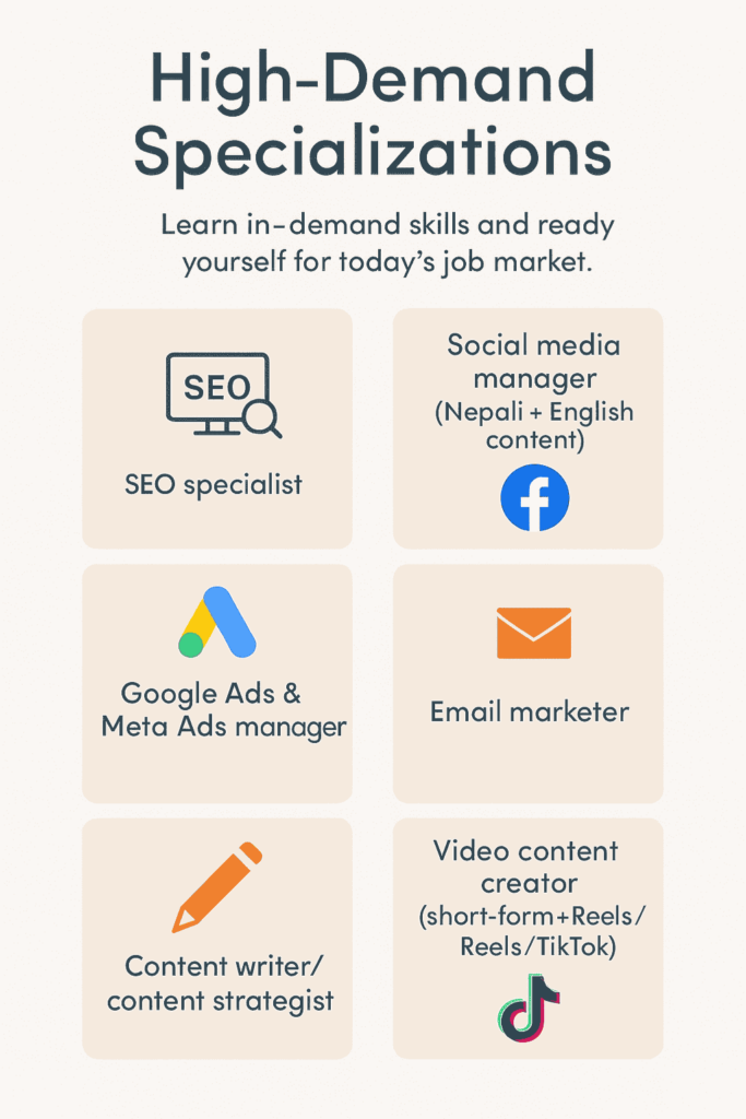 Top most in-demand digital marketing specializations to learn for a career